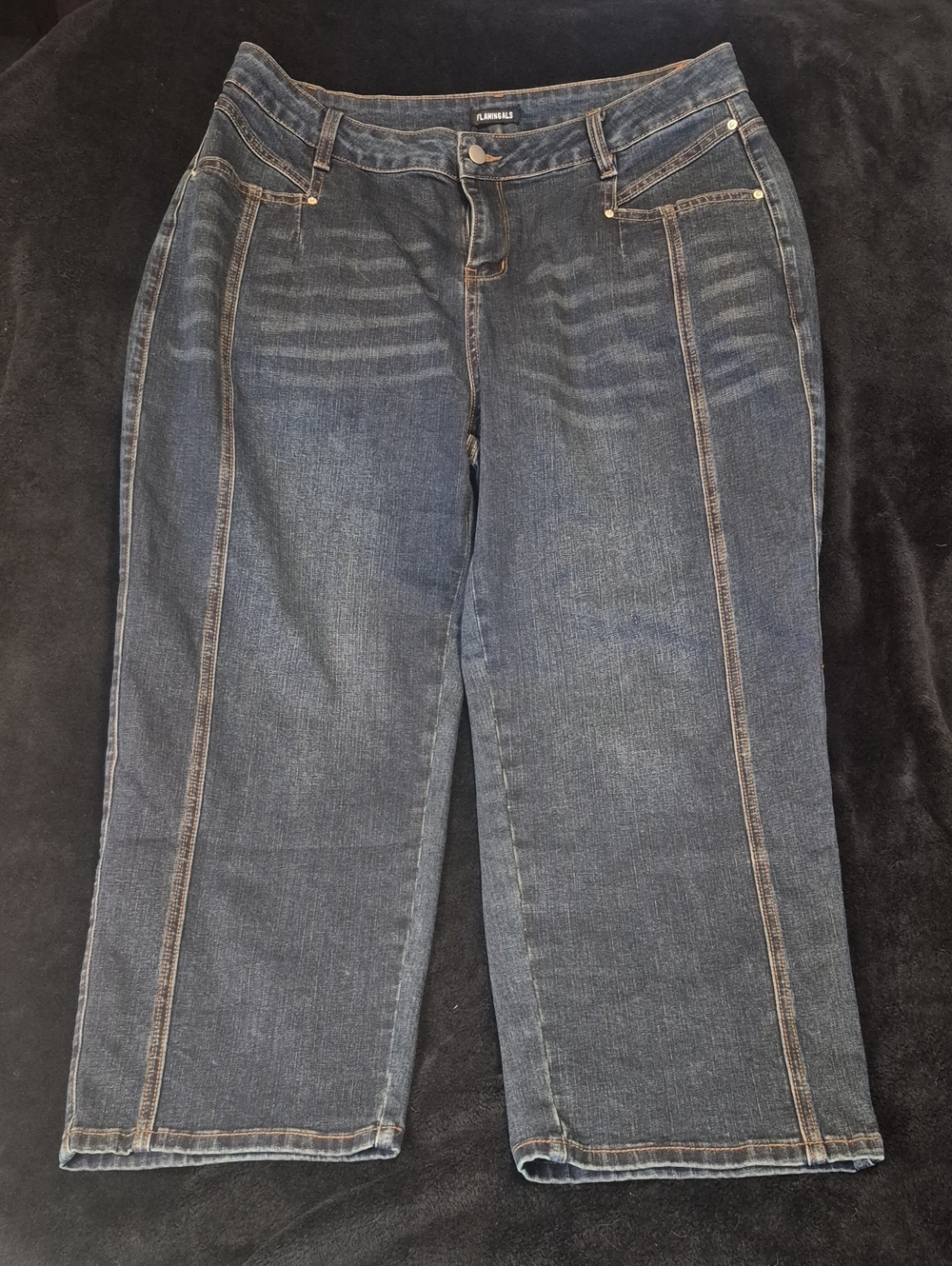 Flamingals Dark Blue Women’s Straight-Leg Jeans 2XL